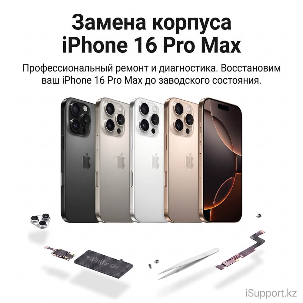 замена корпуса айфона 16 про макс в алматы