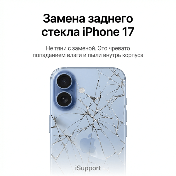 замена заднего стекла iphone 17