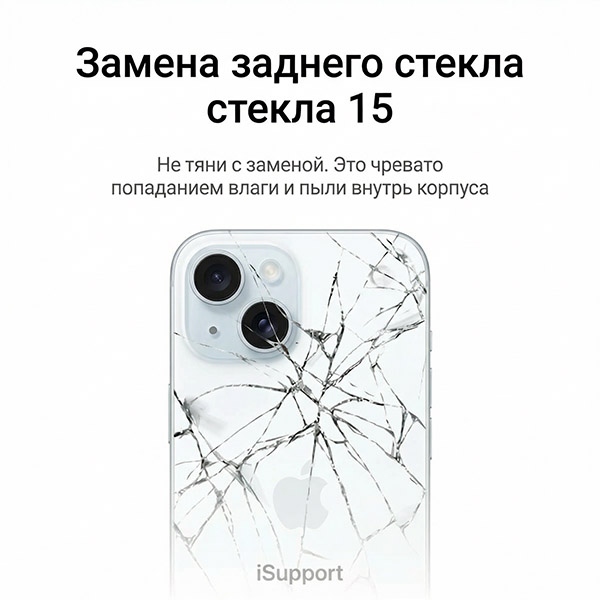 замена заднего стекла iphone 15