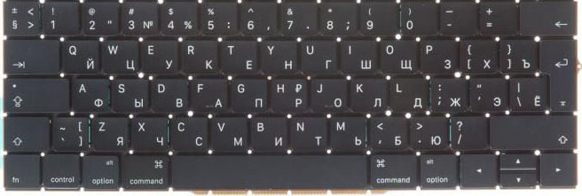 купить клавиатуру macbook a1989/a1990 интер г-образный европейский русский UЛ